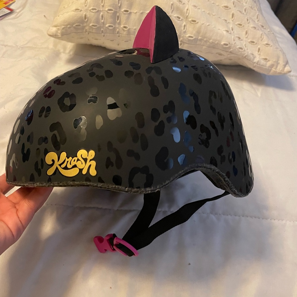 Kids Helmet with Black and Pink Design